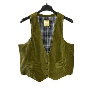 Old Navy Womens Green Corduroy Vest Size XXL Lined Y2K Academia Preppy Cotton